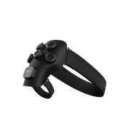 Black electronic device with a headband-like design on a white background